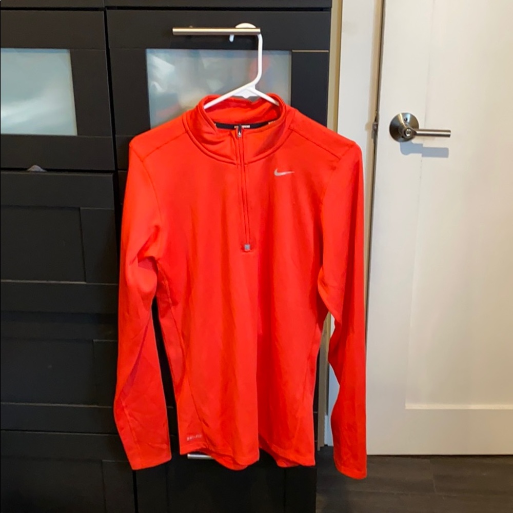 Orange Nike Running Dri Fit quarter zip
